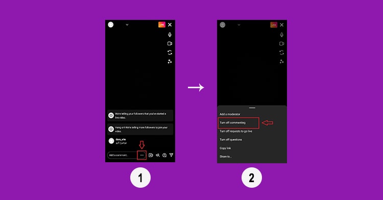 آموزش بستن کامنت‌ها در لایو اینستاگرامی به صورت تصویری