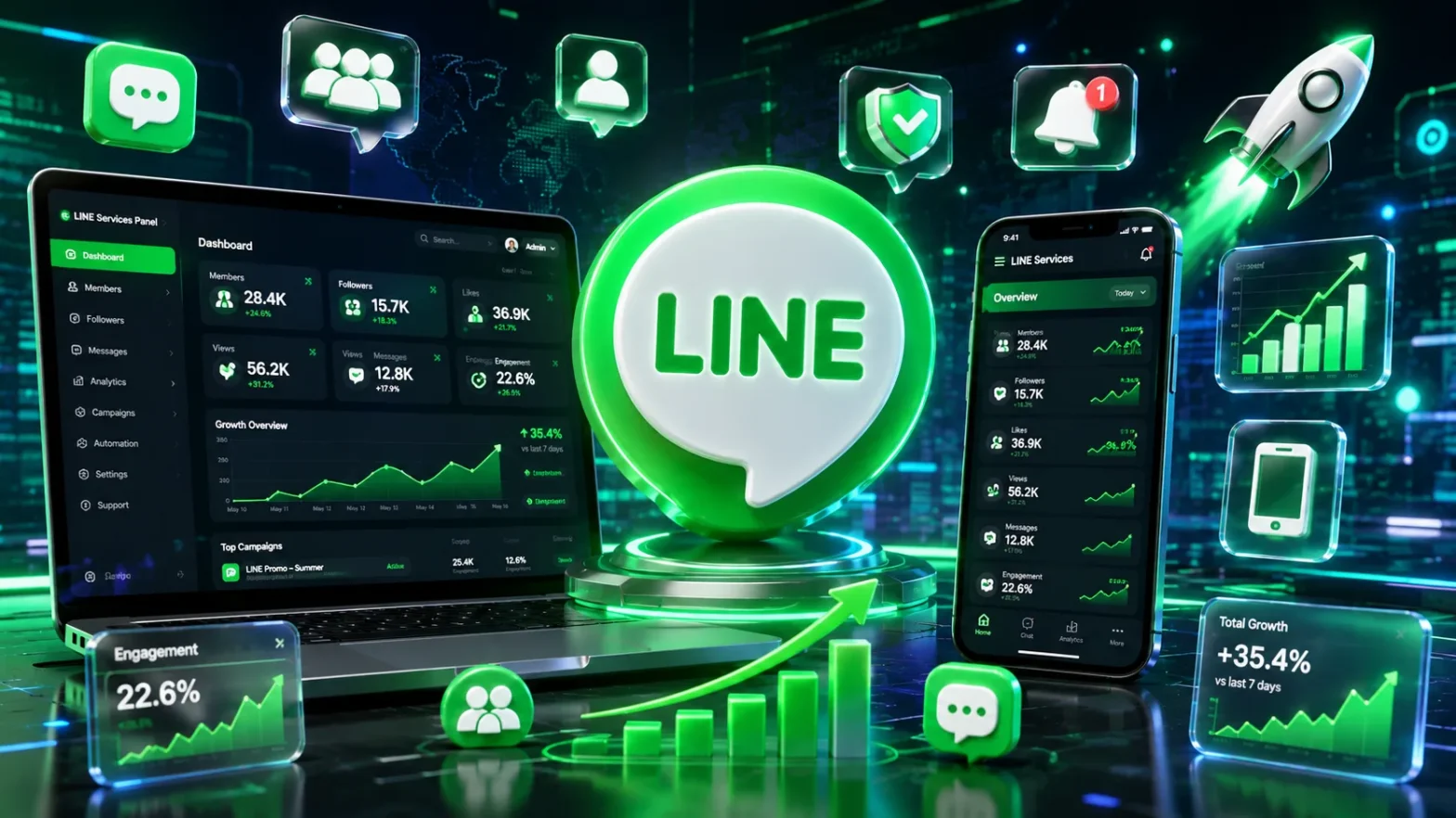 پنل خدمات لاین | افزایش ممبر، فالوور و تعامل لاین با قیمت مناسب